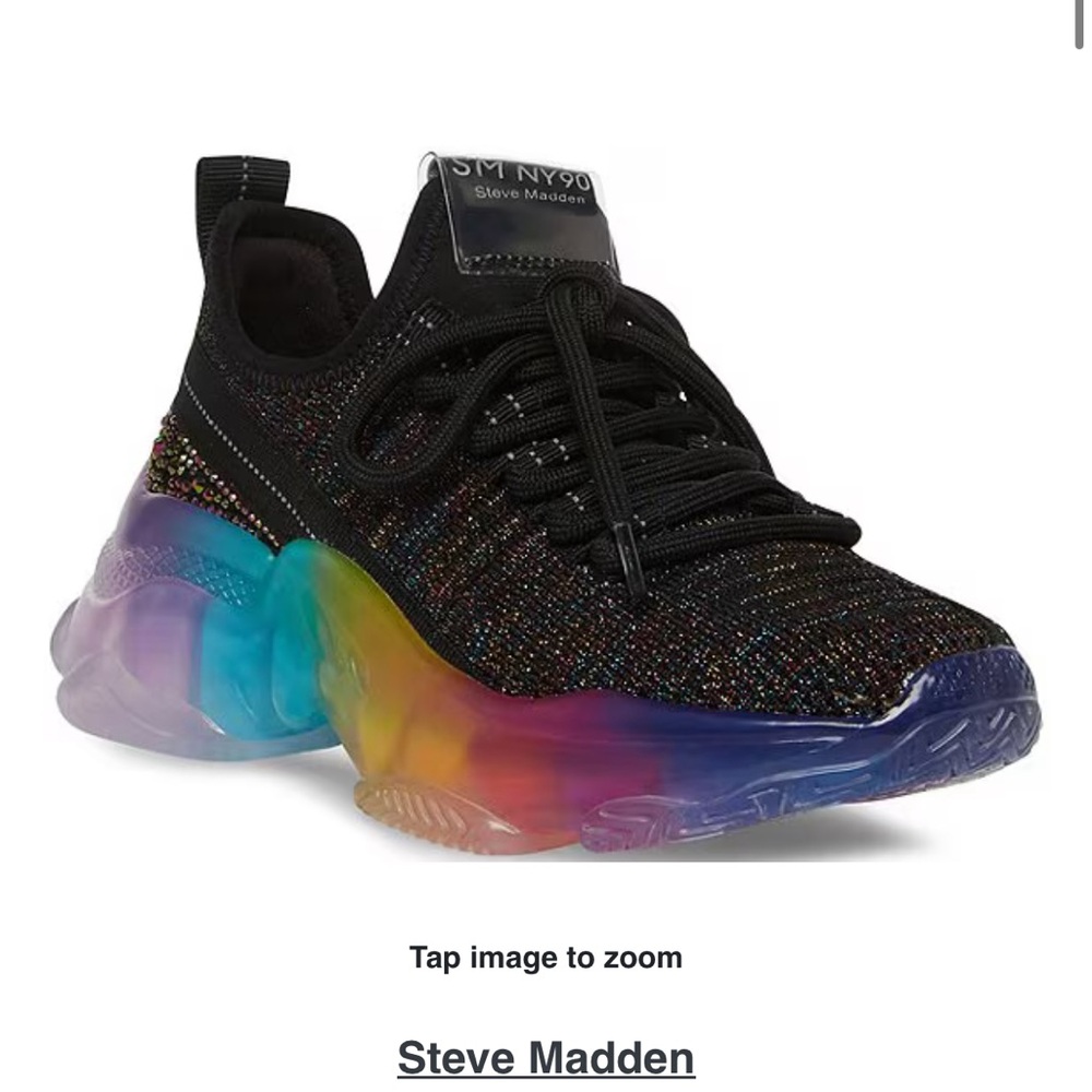 Steve Madden Kids' Black Sneakers with Rainbow Soles